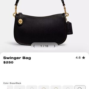 Coach Black Shoulder Bag with Gold Accents Charm